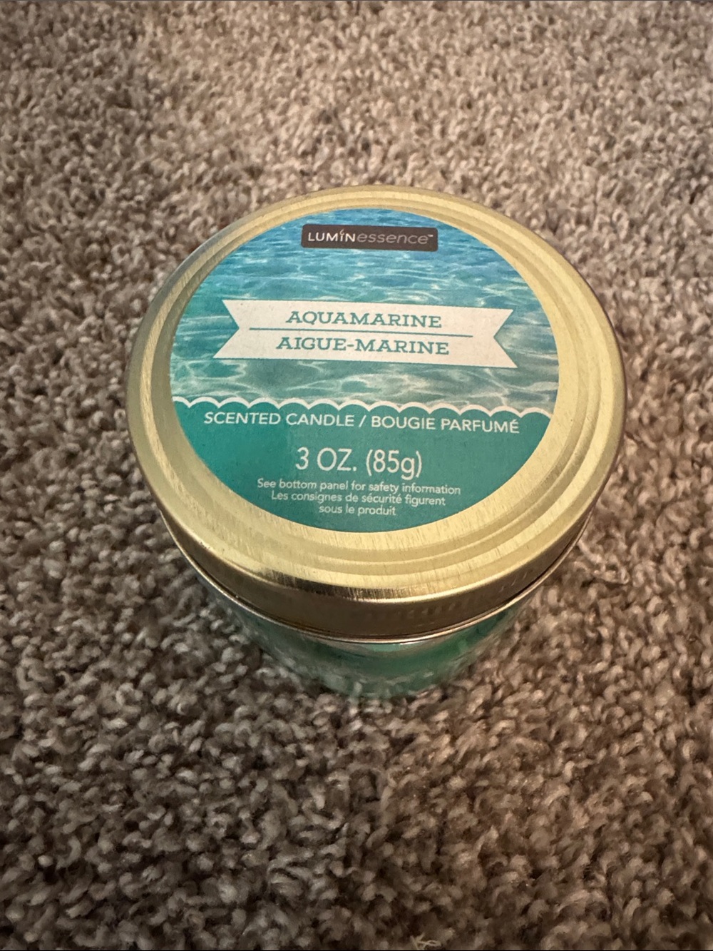 Luminessence Aquamarine Scented Tin Candle - Turquoise Blue